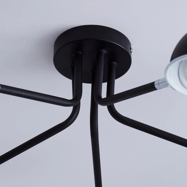 Elements Borr Black 5 Light Semi Flush Ceiling Light 4 Elements Borr Black 5 Light Semi Flush Ceiling Light - Image 4