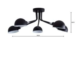 Elements Borr Black 5 Light Semi Flush Ceiling Light 10 Elements Borr Black 5 Light Semi Flush Ceiling Light -Dunelm 1000157756 alt04
