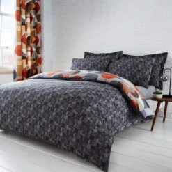 Elements Oscar Reversible Orange Duvet Cover And Pillowcase Set -Dunelm 30563412 alt02