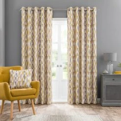 Elements Triangles Eyelet Curtains -Dunelm 30668090 alt01