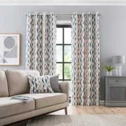 Elements Triangles Eyelet Curtains -Dunelm 30733760 alt01