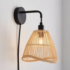 Elements Jaula Rattan Plug In Wall Light -Dunelm 30752930