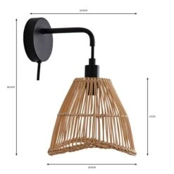 Elements Jaula Rattan Plug In Wall Light -Dunelm 30752930 alt07