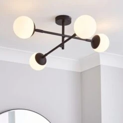 Elements Tela 4 Light Semi Flush Bathroom Ceiling Light -Dunelm 30769125