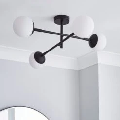 Elements Tela 4 Light Semi Flush Bathroom Ceiling Light -Dunelm 30769125 alt01
