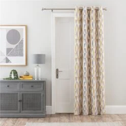 Elements Triangles Thermal Eyelet Door Curtain -Dunelm 30780898