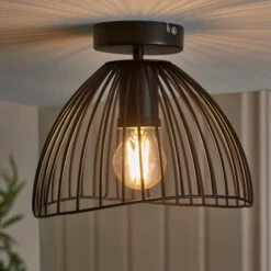 Elements Jaula Outdoor Flush Porch Ceiling Light -Dunelm 30831992 alt06