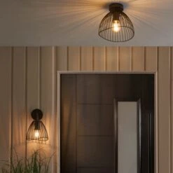 Elements Jaula Outdoor Flush Porch Ceiling Light -Dunelm 30831992 alt08