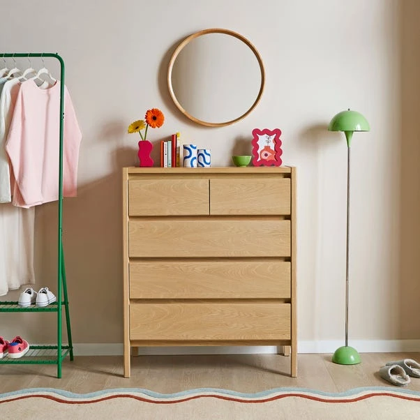 Elements Holmes 5 Drawer Chest, Oak 1 Elements Holmes 5 Drawer Chest, Oak