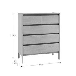 Elements Holmes 5 Drawer Chest, Oak 13 Elements Holmes 5 Drawer Chest, Oak -Dunelm 30893709 alt09