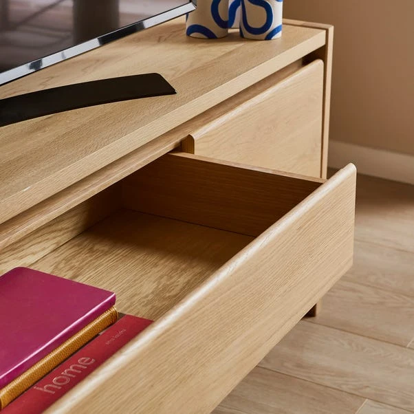 Elements Holmes Extra Wide TV Unit For TVs Up To 80", Oak 3 Elements Holmes Extra Wide TV Unit For TVs Up To 80", Oak - Image 3