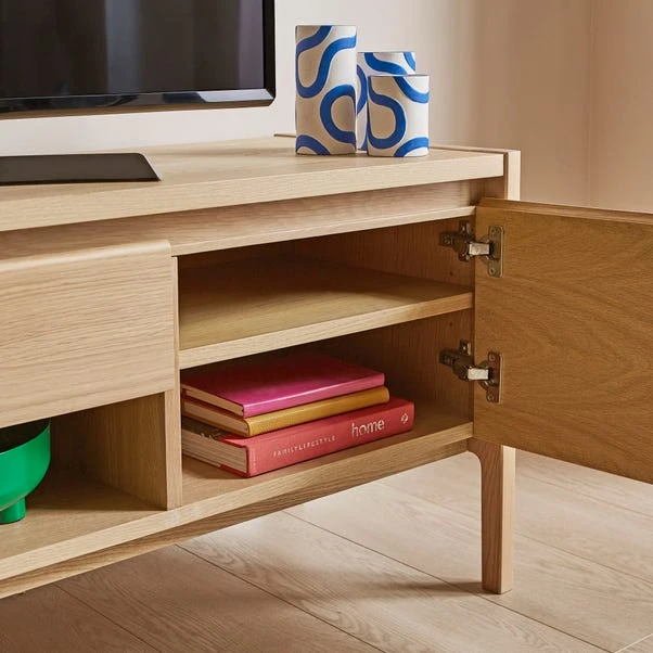 Elements Holmes Extra Wide TV Unit For TVs Up To 80", Oak 5 Elements Holmes Extra Wide TV Unit For TVs Up To 80", Oak - Image 5