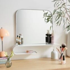 Elements Squoval Wall Mirror With Curling Shelf 18 Elements Squoval Wall Mirror With Curling Shelf -Dunelm 30893752