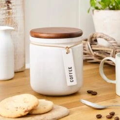 Elements Cream Speckled Hang Tag Kitchen Canister 12 Elements Cream Speckled Hang Tag Kitchen Canister -Dunelm 30893966