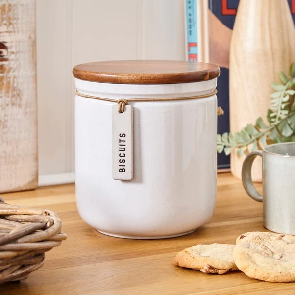 Elements Cream Speckled Hang Tag Biscuit Jar 1 Elements Cream Speckled Hang Tag Biscuit Jar
