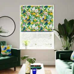 Elements Fieldsley Floral Green Blackout Roller Blind -Dunelm 30893985