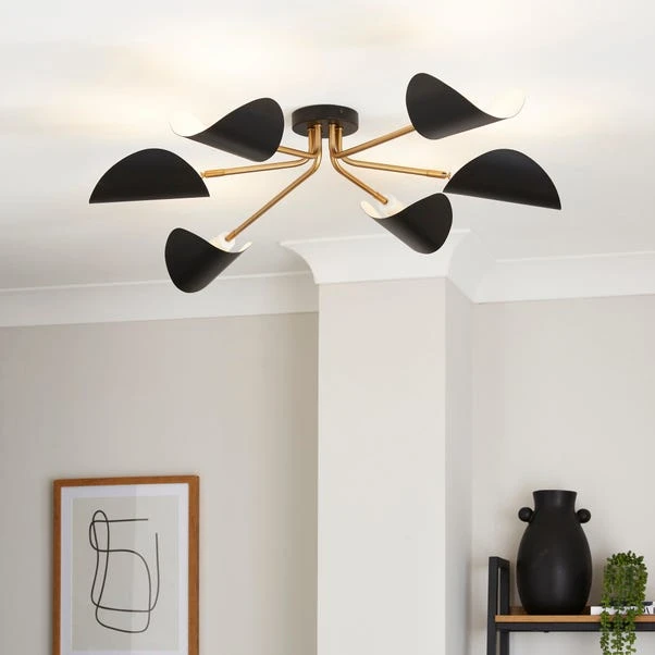 Elements Lyon 6 Light Semi Flush Ceiling Light 1 Elements Lyon 6 Light Semi Flush Ceiling Light