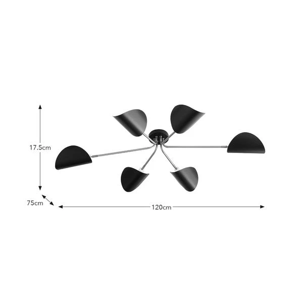 Elements Lyon 6 Light Semi Flush Ceiling Light 6 Elements Lyon 6 Light Semi Flush Ceiling Light - Image 6