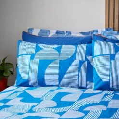 Elements Ezra Blue Cotton Duvet Cover And Pillowcase Set -Dunelm 30902413 alt01