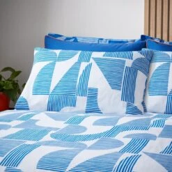 Elements Ezra Blue Cotton Duvet Cover And Pillowcase Set -Dunelm 30902413 alt03
