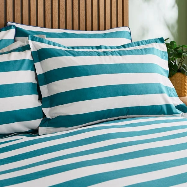 Elements Bold Stripe Teal Oxford Pillowcase 1 Elements Bold Stripe Teal Oxford Pillowcase
