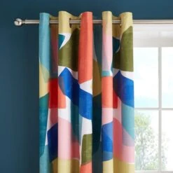 Elements Abstract Blocks Blackout Eyelet Curtains -Dunelm 30903785