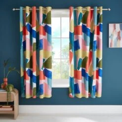 Elements Abstract Blocks Blackout Eyelet Curtains -Dunelm 30903797 alt05