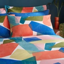 Elements Abstract Blocks Multicoloured Cotton Duvet Cover And Pillowcase Set -Dunelm 30903849 alt01