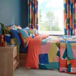 Elements Abstract Blocks Multicoloured Cotton Duvet Cover And Pillowcase Set -Dunelm 30904799 alt06