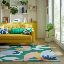 Elements Fieldsley Floral Washable Rug -Dunelm 30904816