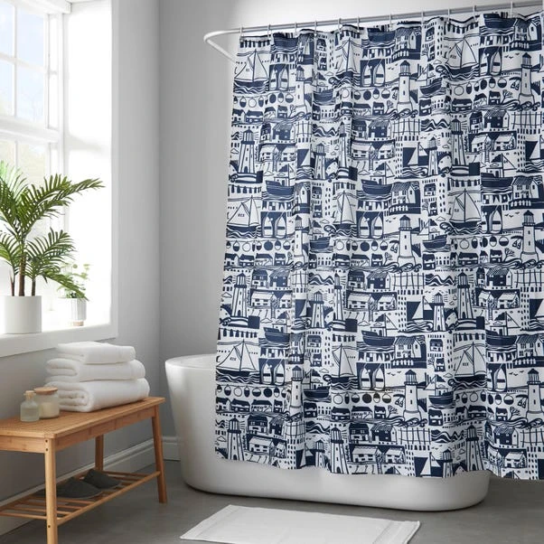 Elements Coastal Boats Shower Curtain 1 Elements Coastal Boats Shower Curtain